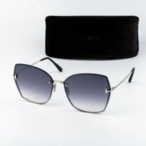 Tom Ford NICKIE-02 Women Sunglasses Palladium Smoke Mirror Butterfly FT1107 16C